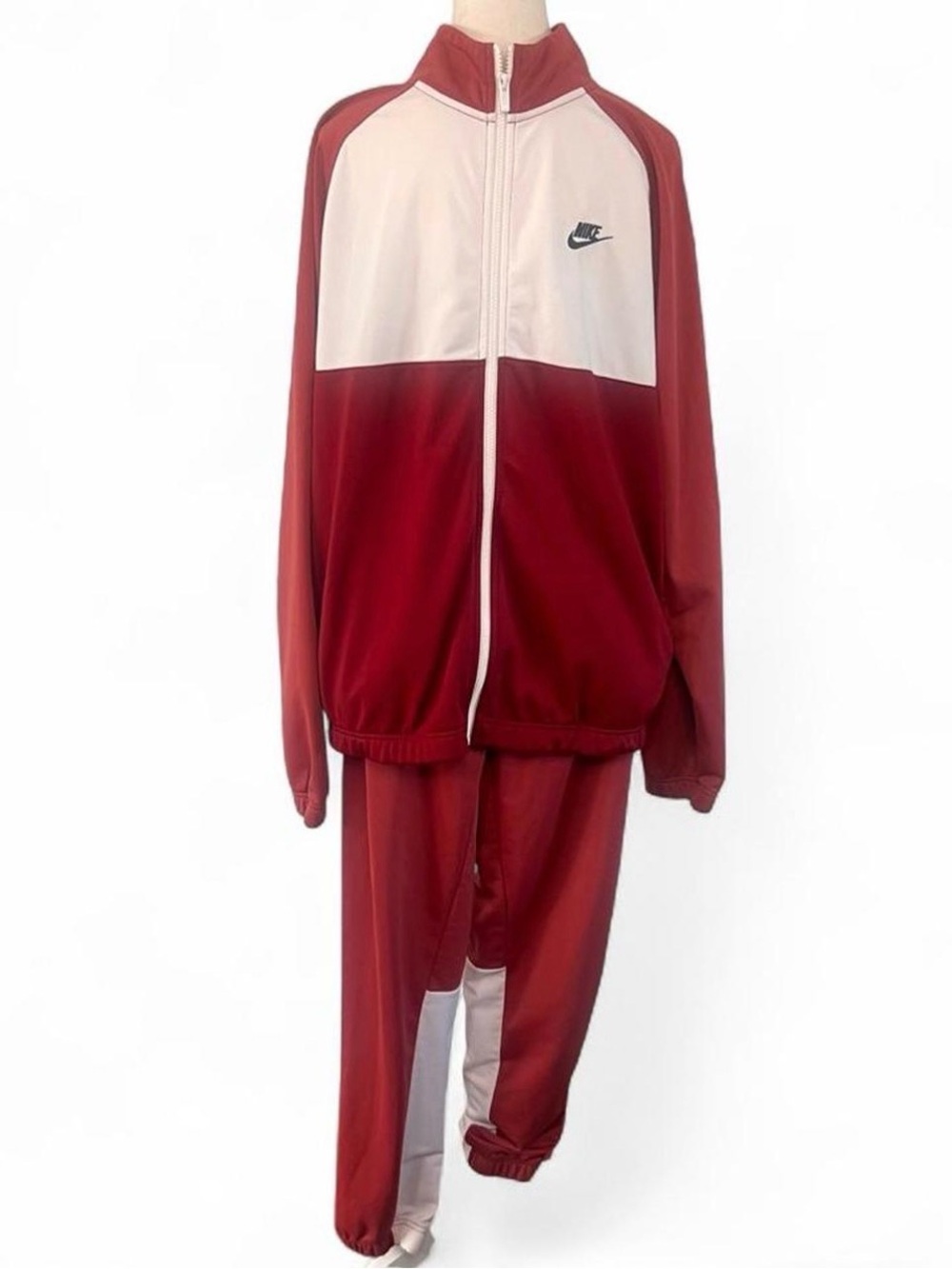 Nike Red‎ White Track Suit Set Full Zip Jacket Jogger Pants Men’s Size Large